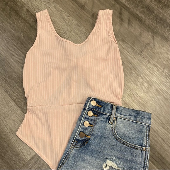 Tie Back Ribbed Bodysuit - Picture 2 of 3